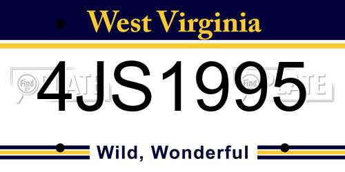 4JS1995 West Virginia License Plate