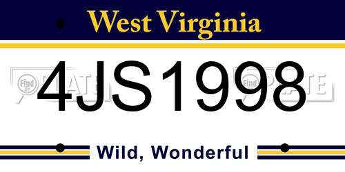 4JS1998 West Virginia License Plate
