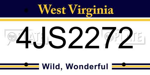 4JS2272 West Virginia License Plate