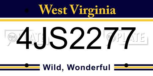 4JS2277 West Virginia License Plate