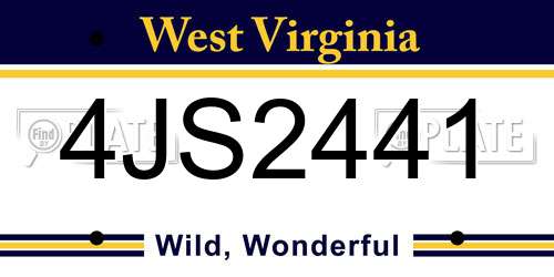 4JS2441 West Virginia License Plate