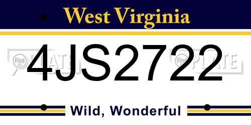 4JS2722 West Virginia License Plate