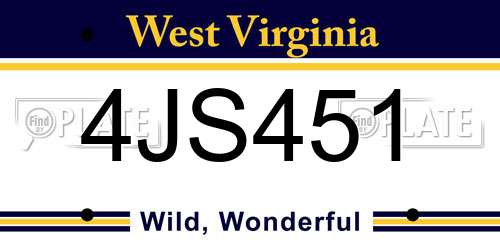 4JS451 West Virginia License Plate