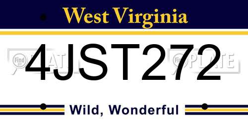 4JST272 West Virginia License Plate