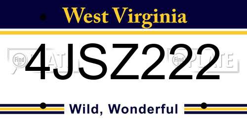 4JSZ222 West Virginia License Plate