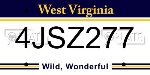 4JSZ277 West Virginia License Plate