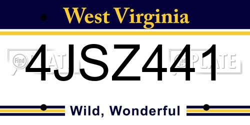 4JSZ441 West Virginia License Plate