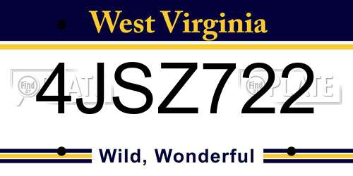 4JSZ722 West Virginia License Plate