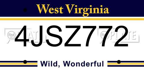 4JSZ772 West Virginia License Plate