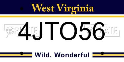 4JTO56 West Virginia License Plate