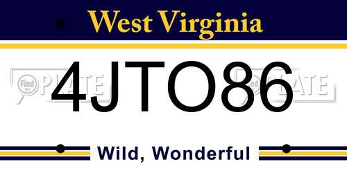 4JTO86 West Virginia License Plate