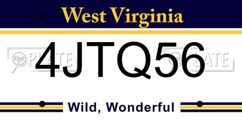 4JTQ56 West Virginia License Plate