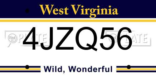 4JZQ56 West Virginia License Plate