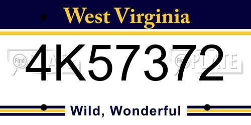 4K57372 West Virginia License Plate