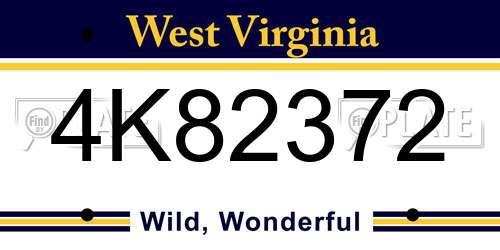 4K82372 West Virginia License Plate