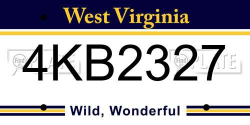 4KB2327 West Virginia License Plate
