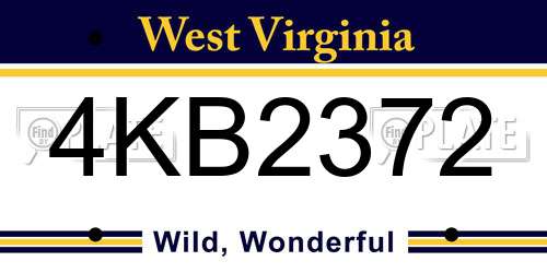 4KB2372 West Virginia License Plate