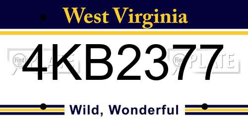 4KB2377 West Virginia License Plate