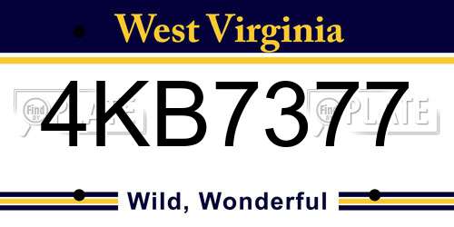 4KB7377 West Virginia License Plate
