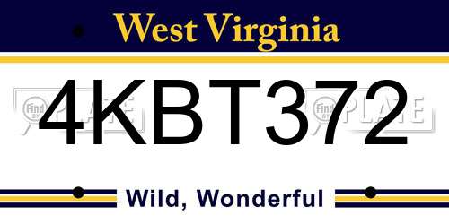 4KBT372 West Virginia License Plate
