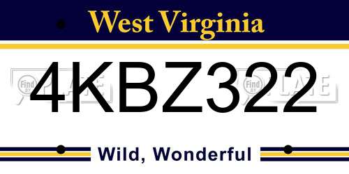 4KBZ322 West Virginia License Plate