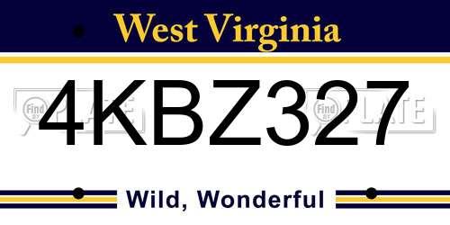 4KBZ327 West Virginia License Plate