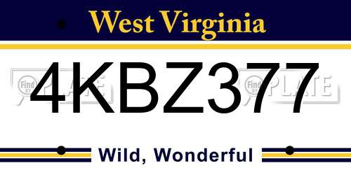 4KBZ377 West Virginia License Plate