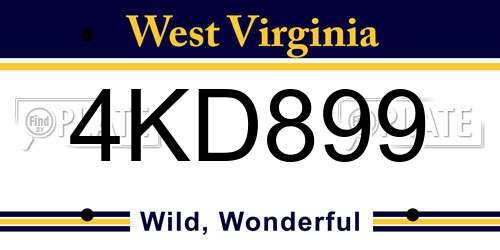 4KD899 West Virginia License Plate