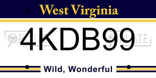 4KDB99 West Virginia License Plate