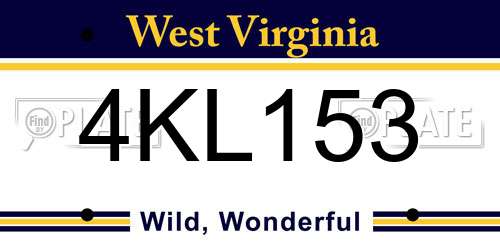 4KL153 West Virginia License Plate