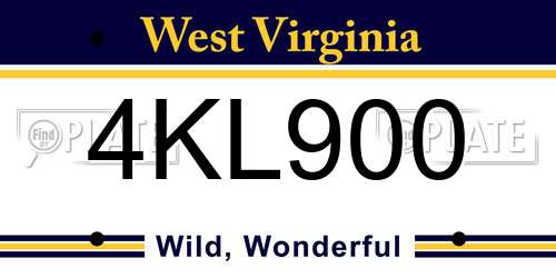 4KL900 West Virginia License Plate