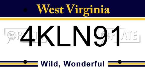 4KLN91 West Virginia License Plate