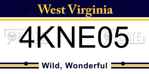 4KNE05 West Virginia License Plate