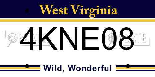 4KNE08 West Virginia License Plate