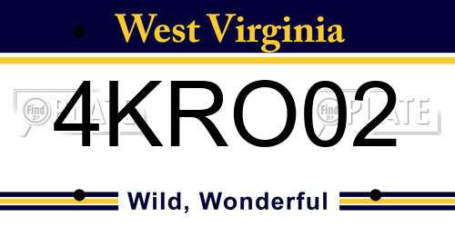 4KRO02 West Virginia License Plate