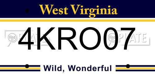 4KRO07 West Virginia License Plate
