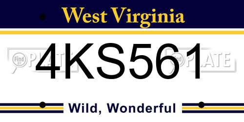 4KS561 West Virginia License Plate