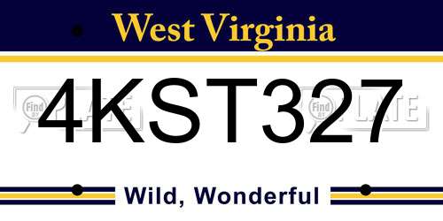 4KST327 West Virginia License Plate