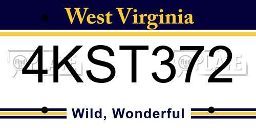4KST372 West Virginia License Plate