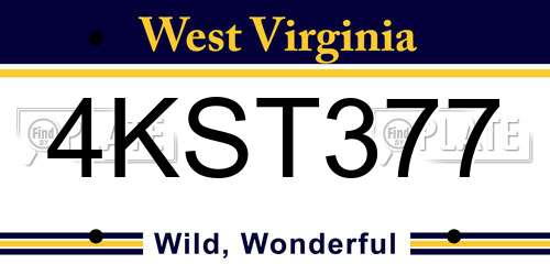 4KST377 West Virginia License Plate