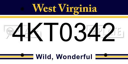 4KT0342 West Virginia License Plate
