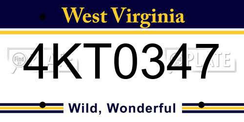 4KT0347 West Virginia License Plate