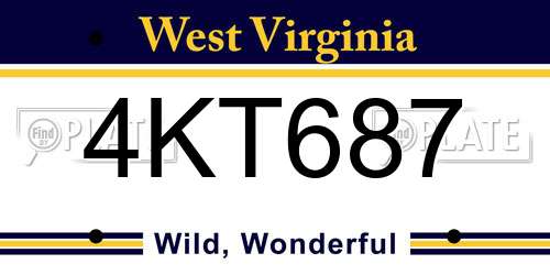 4KT687 West Virginia License Plate
