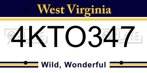 4KTO347 West Virginia License Plate