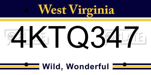 4KTQ347 West Virginia License Plate