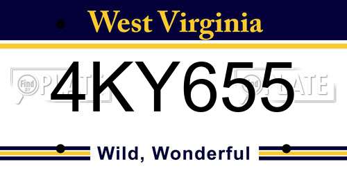 4KY655 West Virginia License Plate