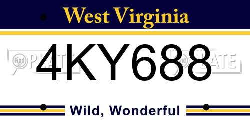 4KY688 West Virginia License Plate