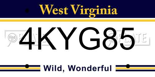 4KYG85 West Virginia License Plate