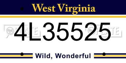 4L35525 West Virginia License Plate