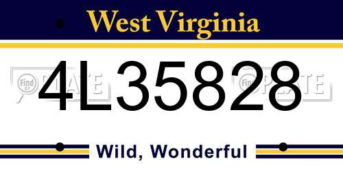 4L35828 West Virginia License Plate